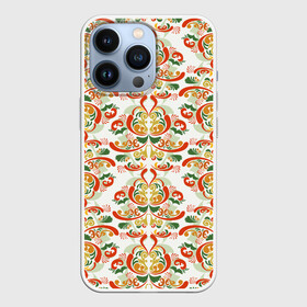 Чехол для iPhone 13 Pro с принтом Хохломские узоры II (white) в Санкт-Петербурге,  |  | паттерн | роспись | россия | узор | хохлома