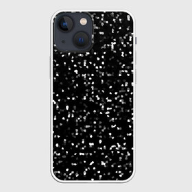 Чехол для iPhone 13 mini с принтом ЧБ мозаика в Санкт-Петербурге,  |  | белый | мозаика | пиксели | точки | черный