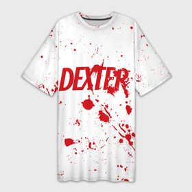 Платье-футболка 3D с принтом Dexter logo Декстер брызги крови в Санкт-Петербурге,  |  | blood | darkly dreaming dexter | dexter | dexter morgan | logo | брызги крови | декстер | декстер морган | дремлющий демон декстера | кровь | лого | майами | правосудие декстера | судмедэксперт | хэллоуин