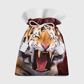 Подарочный 3D мешок с принтом Тигр красавчик сердится в Санкт-Петербурге, 100% полиэстер | Размер: 29*39 см | 2022 | aggressive | angry | fangs | new year | open mouth | predator | tiger | year of the tiger | агрессивный | год тигра | клыки | новый год | открытая пасть | сердитый | тигр | хищник
