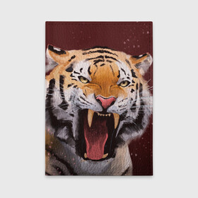 Обложка для автодокументов с принтом Тигр красавчик сердится в Санкт-Петербурге, натуральная кожа |  размер 19,9*13 см; внутри 4 больших “конверта” для документов и один маленький отдел — туда идеально встанут права | 2022 | aggressive | angry | fangs | new year | open mouth | predator | tiger | year of the tiger | агрессивный | год тигра | клыки | новый год | открытая пасть | сердитый | тигр | хищник