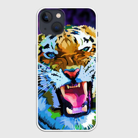 Чехол для iPhone 13 с принтом Рычащий Шархан в Санкт-Петербурге,  |  | 2022 | evil face | growling | new year | pop art | predator | tiger | year of the tiger | год тигра | новый год | поп арт | рычащий | тигр | хищник