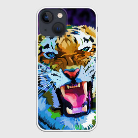 Чехол для iPhone 13 mini с принтом Рычащий Шархан в Санкт-Петербурге,  |  | 2022 | evil face | growling | new year | pop art | predator | tiger | year of the tiger | год тигра | новый год | поп арт | рычащий | тигр | хищник