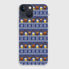 Чехол для iPhone 13 mini с принтом Олени отдыхают в Санкт-Петербурге,  |  | вязанный | новогодний | олень | паттерн | рождественский | с оленями | свитер | узор