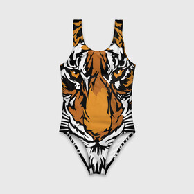 Детский купальник 3D с принтом Взгляд хозяина джунглей в Санкт-Петербурге, Полиэстер 85%, Спандекс 15% | Слитный крой, подклад по переду изделия, узкие бретели | 2022 | african | direct look | master of the jungle | muzzle | new year | predator | tiger | year of the tiger | африканский | год тигра | новый год | прямой взгляд | тигр | хищник | хозяин джунглей