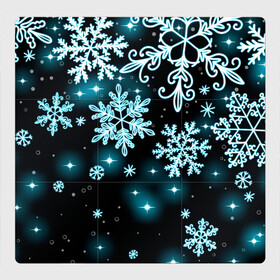 Магнитный плакат 3Х3 с принтом Космические снежинки в Санкт-Петербурге, Полимерный материал с магнитным слоем | 9 деталей размером 9*9 см | christmas | happy new year | merry christmas | neon | new year | snow | snowflakes | winter | декабрь | звезды | зима | зимний орнамент | зимний узор | зимняя ночь | неоновый | новогодний принт | новогодняя ночь | новый год | ночь | подарок