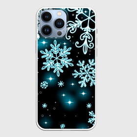 Чехол для iPhone 13 Pro Max с принтом Космические снежинки в Санкт-Петербурге,  |  | christmas | happy new year | merry christmas | neon | new year | snow | snowflakes | winter | декабрь | звезды | зима | зимний орнамент | зимний узор | зимняя ночь | неоновый | новогодний принт | новогодняя ночь | новый год | ночь | подарок