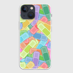 Чехол для iPhone 13 mini с принтом Цветные пластыри в Санкт-Петербурге,  |  | заклеить | медицина | паттерн | пластырь | починить | починка | узор | юмор