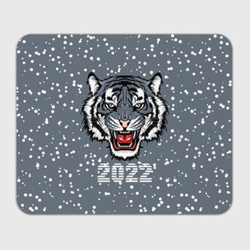 Прямоугольный коврик для мышки с принтом Водяной тигр 2022 в Санкт-Петербурге, натуральный каучук | размер 230 х 185 мм; запечатка лицевой стороны | 2022 | beast | fangs | merry christmas | new year | predator | snow | stars | stern grin | water tiger | winter | year of the tiger | водяной тигр | год тигра | звезды | зверь | зима | клыки | новый год | снег | суровый оскал | хищник
