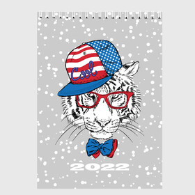 Скетчбук с принтом Крутой белый тигр в Санкт-Петербурге, 100% бумага
 | 48 листов, плотность листов — 100 г/м2, плотность картонной обложки — 250 г/м2. Листы скреплены сверху удобной пружинной спиралью | 2022 | beast | bow | cap | cool | merry christmas | new year | predator | snow | tiger | usa flag | winter | year of the tiger | бант | год тигра | зверь | зима | кепка | крутой | новый год | очки | снег | тигр | флаг сша | хищник