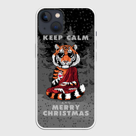 Чехол для iPhone 13 с принтом Keep calm and Merry Christmas в Санкт-Петербурге,  |  | 2022 | beast | buddhist | heart | keep calm and merry christmas | meditation | new year | spruce forest | tiger | year of the tiger | буддист | год тигра | ельник | зверь | медитация | новый год | сердце | тигр | черные очки