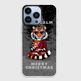 Чехол для iPhone 13 Pro с принтом Keep calm and Merry Christmas в Санкт-Петербурге,  |  | 2022 | beast | buddhist | heart | keep calm and merry christmas | meditation | new year | spruce forest | tiger | year of the tiger | буддист | год тигра | ельник | зверь | медитация | новый год | сердце | тигр | черные очки