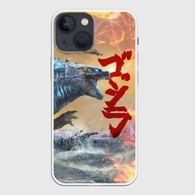 Чехол для iPhone 13 mini с принтом ГОДЗИЛЛА АТАКУЕТ в Санкт-Петербурге,  |  | comic con | godzilla | gojira | japan | logo | годзилла | знаки | иероглифы | лого | монстр | фильм | чудовище | япония