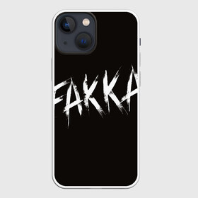 Чехол для iPhone 13 mini с принтом FAKKA в Санкт-Петербурге,  |  | black | fakka | text | белое | надпись | текст | черное