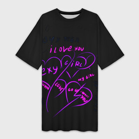 Платье-футболка 3D с принтом Dark love sex в Санкт-Петербурге,  |  | dark love | i love you | love | love you | want you | любовь | хочу тебя