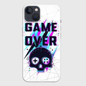 Чехол для iPhone 13 с принтом Game OVER   NEON 3D в Санкт-Петербурге,  |  | игра | неон | неоновый принт | неоновый череп | череп