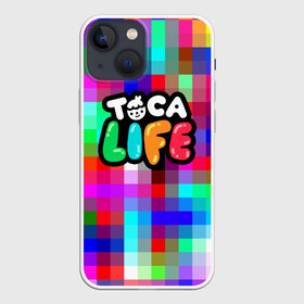 Чехол для iPhone 13 mini с принтом TOCA BOCA LOGO PIXEL | COLOR GEOMETRY в Санкт-Петербурге,  |  | digital toys | gamer | games | helicopter taxi | pets | toca boca | toca hair salon | toca kitchen | toca life | toca life city | toca life worl | toca tea party | video games | игры