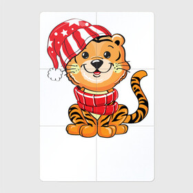 Магнитный плакат 2Х3 с принтом Тигренок в шапке и в шарфе в Санкт-Петербурге, Полимерный материал с магнитным слоем | 6 деталей размером 9*9 см | 2022 | год тигра | новый год | новый год 2022 | символ года | тигр | тигренок | тигрица | тигры