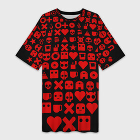Платье-футболка 3D с принтом Любовь, смерть и роботы пиктограммы в Санкт-Петербурге,  |  | любовь | мульфильм | пиктограмма