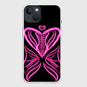 Чехол для iPhone 13 с принтом Бабочка любви в Санкт-Петербурге,  |  | бабочка | люблю | любовь | рёбра | розовое сердечко | розовое сердце | сердечко | сердце