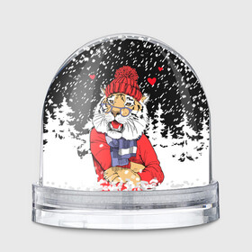 Игрушка Снежный шар с принтом Тигр в красном в Санкт-Петербурге, Пластик | Изображение внутри шара печатается на глянцевой фотобумаге с двух сторон | 2022 | fir forest | happy new year | hearts | merry christmas | red hat | santa claus | scarf | snow | tiger | year of the tiger | год тигра | еловый лес | красная шапка | новый год | очки | рождество | санта клаус | сердца | снег | тигр | шарф