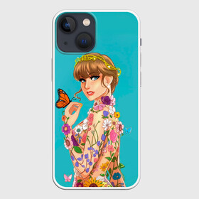 Чехол для iPhone 13 mini с принтом Тейлор в цветах в Санкт-Петербурге,  |  | music | pop music | taylor swift | музыка | поп | попса | тейлор свифт