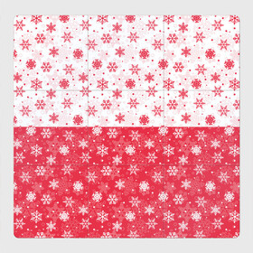 Магнитный плакат 3Х3 с принтом Снежинки (красно белые) в Санкт-Петербурге, Полимерный материал с магнитным слоем | 9 деталей размером 9*9 см | merry christmas | дед мороз | ёлка | зима | мороз | новый год | подарок | праздник | рождество | с новым годом | сантаклаус | снег | снеговик | снегурочка | снежинки | снежные узоры | узоры