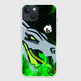 Чехол для iPhone 13 с принтом TEAM SPIRIT TS DRAGON GREEN FIRE в Санкт-Петербурге,  |  | collapse | cs go | cyber | cybersport | dota 2 | dragon | hearthstone | miposhka | mira | russia | spirit | spirited | team spirit | torontotokyo | ts | yatoro | дракон | кибер | киберспорт | киберспортсмен | кс го | россия | спирит | спиритед |