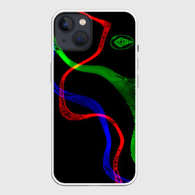 Чехол для iPhone 13 с принтом Неоновый хаос 3D Neon chaos 3D в Санкт-Петербурге,  |  | abstraction | chaos | colors | neon | stripes | абстракция | неон | полосы | хаос | цвета | чёрный фон