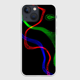 Чехол для iPhone 13 mini с принтом Неоновый хаос 3D Neon chaos 3D в Санкт-Петербурге,  |  | abstraction | chaos | colors | neon | stripes | абстракция | неон | полосы | хаос | цвета | чёрный фон