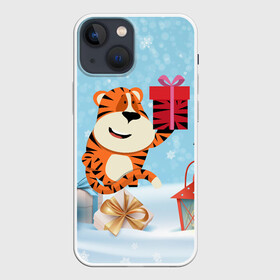Чехол для iPhone 13 mini с принтом Тигренок с подарком 2022 в Санкт-Петербурге,  |  | Тематика изображения на принте: 2022 | год тигра | новый год | новый год 2022 | символ года | тигр | тигренок | тигрица | тигры