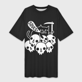 Платье-футболка 3D с принтом Кот  Жнец в Санкт-Петербурге,  |  | apocalypse | cat | death | halloween | mountain | reaper | rider | skull | soul | апокалипсиса | белое | всадник | гора | душа | жнец | кот | кошка | хэллоуин | череп | черепа | черное