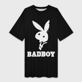 Платье-футболка 3D с принтом BAD BOY (секси) в Санкт-Петербурге,  |  | bad boy | erotic | love | playboy | заяц | кролик | любовь | плейбой | прикол | смешной | страсть | ххх | шутка | юмор