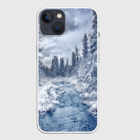 Чехол для iPhone 13 с принтом СНЕЖНЫЙ ПЕЙЗАЖ в Санкт-Петербурге,  |  | fores | ice | snow | white | winter | белый | вода | зима | иней | красота | лед | лес | мороз | небо | новый год | пейзаж | природа | река | ручей | снег