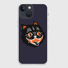 Чехол для iPhone 13 mini с принтом Одержимый кот в Санкт-Петербурге,  |  | anger | black | cat | eyes | halloween | mad | mystic | obsessed | rage | teeth | бешеный | глаза | гнев | зубы | кот | мистика | одержимый | хэллоуин | черный | ярость