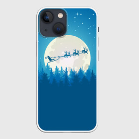 Чехол для iPhone 13 mini с принтом Санта с Оленями в Санкт-Петербурге,  |  | christmas | merry christmas | santa claus | дед мороз | ёлка | зима | луна | мороз | новогодние олени | новый год | оленёнок рудольф | подарок | праздник | рождество | с новым годом | сани | санта клаус | свитер с оленями