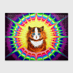 Обложка для студенческого билета с принтом Psychedelic Rainbow Cat в Санкт-Петербурге, натуральная кожа | Размер: 11*8 см; Печать на всей внешней стороне | benedict cumberbatch | louis wain | louis wains cats | psychedelic rainbow cat | the electrical life | антропоморфный | бенедикт камбербэтч | известный художник | кошачьи миры луиса уэйна | луис вэйн | луис уэйн | радуга | радужный кот