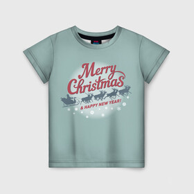 Детская футболка 3D с принтом Merry Christmas (хо хо хо) в Санкт-Петербурге, 100% гипоаллергенный полиэфир | прямой крой, круглый вырез горловины, длина до линии бедер, чуть спущенное плечо, ткань немного тянется | christmas | merry christmas | santa claus | дед мороз | ёлка | зима | мороз | новый год | олени | подарок | праздник | рождество | с новым годом | сани с оленями | санта клаус | снегурочка | снежинки