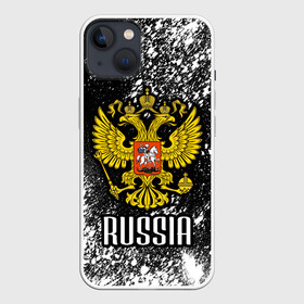 Чехол для iPhone 13 с принтом Russia в Санкт-Петербурге,  |  | art | background | football | hockey | paint | russia | russian national team | sport | spray | texture | арт | герб | двуглавый орел | краска | россия | сборная россии | спорт | спрей | текстура | фон | футбол | хоккей