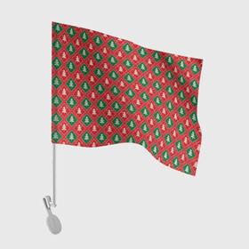 Флаг для автомобиля с принтом Ёлочки (красно зелёные) в Санкт-Петербурге, 100% полиэстер | Размер: 30*21 см | merry christmas | бабушкин свитер | дед мороз | ёлка | елочные шары | новогодний подарок | новый год | подарок | природа | рождество | свитер | свитер с ёлками | снежинки