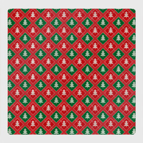 Магнитный плакат 3Х3 с принтом Ёлочки (красно зелёные) в Санкт-Петербурге, Полимерный материал с магнитным слоем | 9 деталей размером 9*9 см | Тематика изображения на принте: merry christmas | бабушкин свитер | дед мороз | ёлка | елочные шары | новогодний подарок | новый год | подарок | природа | рождество | свитер | свитер с ёлками | снежинки