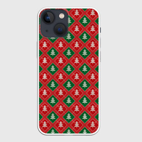 Чехол для iPhone 13 mini с принтом Ёлочки (красно зелёные) в Санкт-Петербурге,  |  | merry christmas | бабушкин свитер | дед мороз | ёлка | елочные шары | новогодний подарок | новый год | подарок | природа | рождество | свитер | свитер с ёлками | снежинки