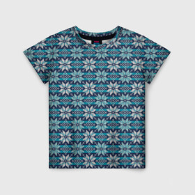 Детская футболка 3D с принтом Алатырь (свитер) в Санкт-Петербурге, 100% гипоаллергенный полиэфир | прямой крой, круглый вырез горловины, длина до линии бедер, чуть спущенное плечо, ткань немного тянется | merry christmas | алатырь | бабушкин свитер | восьмикоечная звезда | зима | мороз | новый год | орнамент | подарок | свитер | свитер алатырь | свитер с оленями | северные узоры | снег | снежинки