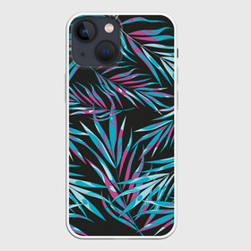 Чехол для iPhone 13 mini с принтом Листья Пальм Неон в Санкт-Петербурге,  |  | leaf | neon | palm | summer | неон | пальма