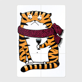 Магнитный плакат 2Х3 с принтом Недовольный тигр с бокалом вина в Санкт-Петербурге, Полимерный материал с магнитным слоем | 6 деталей размером 9*9 см | 2022 | год тигра | новый год | новый год 2022 | символ года | тигр | тигренок | тигрица | тигры