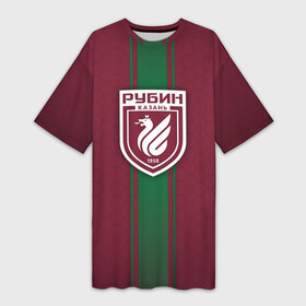 Платье-футболка 3D с принтом ФК Рубин Казань в Санкт-Петербурге,  |  | background | emblem | football | football club | kazan | ruby | sport | texture | казань | рпл | рубин | спорт | текстура | фон | футбол | футбольный клуб | эмблема