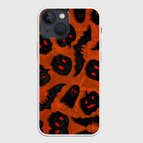 Чехол для iPhone 13 mini с принтом Halloween print в Санкт-Петербурге,  |  | halloween | подарок на хэллоуин | страшный принт | тыква хэллоуин | ужастик | хэллоуин