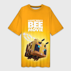 Платье-футболка 3D с принтом BEE MOVIE Minecraft в Санкт-Петербурге,  |  | Тематика изображения на принте: bee | craft | mine | minecraft | блоки | добывать | желтая | компьютерная игра | крафт | кубики | майн | майнкрафт | манкрафт | пчела | пчелка | ремесло | скин | улей | шахта