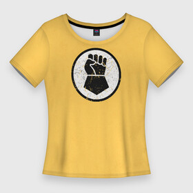 Женская футболка 3D Slim с принтом Имперские кулаки (цвет легиона 7) в Санкт-Петербурге,  |  | 7 legion | 7 легион | astartes | imperial fists | rogal dorn | space marine | waha | warhammer | астартес | вархаммер | ваха | имперские кулаки | космодесант | рогал дорн