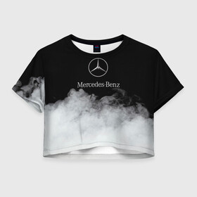 Женская футболка Crop-top 3D с принтом [Mercedes-Benz] Облака в Санкт-Петербурге, 100% полиэстер | круглая горловина, длина футболки до линии талии, рукава с отворотами | amg | mercedes | mercedesamg gt | sport | амг | мерседес | мерседесбенц амг | спорт